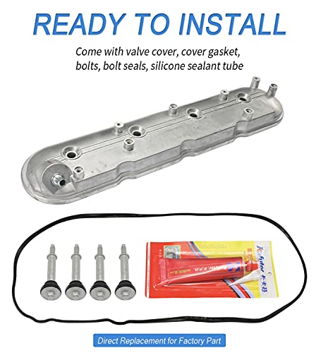 Driver Side Valve Cover with Gasket, Bolts Compatible with 1999-2010 Chevy Silverado, Suburban, Tahoe, Trailblazer, GMC Sierra, Yukon Cadillac Escalade, Pontiac 4.8L 5.3L 5.7L 6.0L 6.2L Part# 264-965