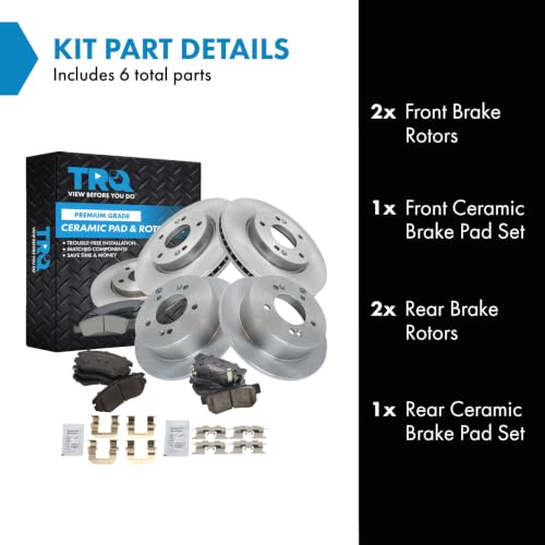 TRQ Front and Rear Brake Pad and Rotor Set Ceramic Vented Solid Rotors - style: BKA11105