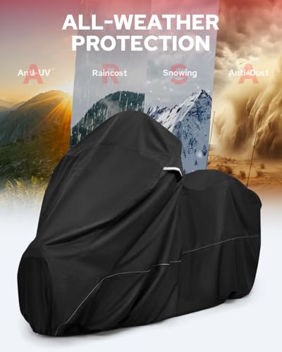 Benlari Motorcycle Cover with Side Top Box Compatible with Harley Davidson Touring Ultra Limited Street Glide Road Glide Electra Glide, Waterproof Motorcycle Cover Outdoor Storage All Weather