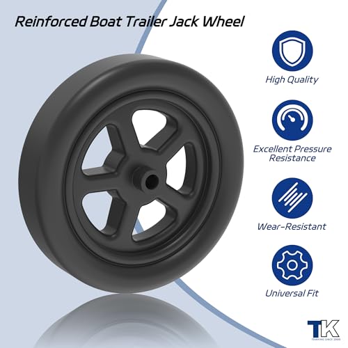 2000lbs 8" Trailer Jack Swivel Caster Replacement with Spoked Wheel - color: Black