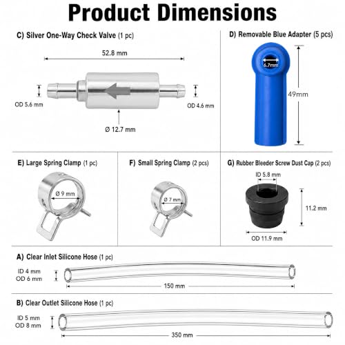 Brake Bleeder Kit with 100 mL Syringe for Hydraulic Brake Service - size: Brake Bleeder Kit