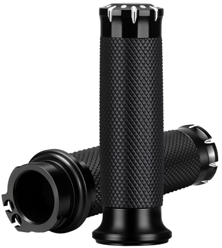 Hand Grips 1 Inch Motorcycle Handlebar Grips Cable Throttle Compatible for Honda Yamaha Suzuki Kawasaki Harley Davidson Sportster Touring Dyna Softail 883 1200 Black