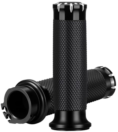 Hand Grips 1 Inch Motorcycle Handlebar Grips Cable Throttle Compatible for Honda Yamaha Suzuki Kawasaki Harley Davidson Sportster Touring Dyna Softail 883 1200 Black
