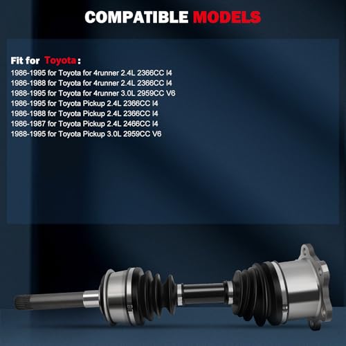 CCIYU CV Axle Shaft Assembly for Toyota 4Runner / Pickup 1986-1995 - size: 16-1802