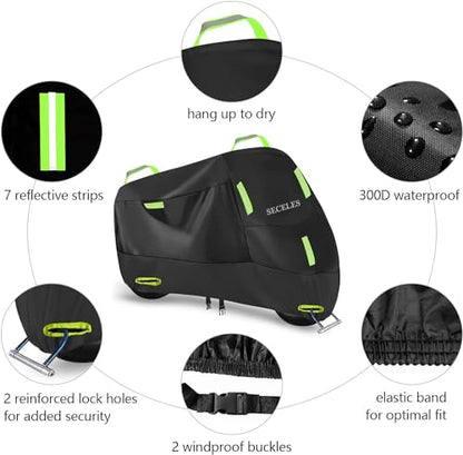 SECELES Moped Cover All-Weather for Navi Monkey 125 - color: Green, size: L (74" x 37" x 43")