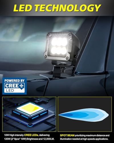 3 Inch CREE LED Pods 2-Pack 120W Spot Off-Road Lights - color: White Spot, size: 3 Inch Cube