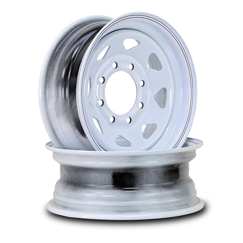 LIBRA 16X6 Trailer Wheel 8 Lug on 6.5" Bolt Pattern White Spoke, Set2-17016