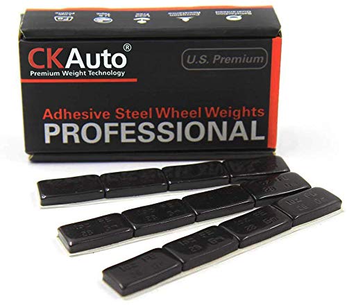 CKAuto 1oz, Steel Adhesive Stick-On Wheel Weights, Black Coated, 72 oz Box - color: Black, size: Standard Box (72 pieces)
