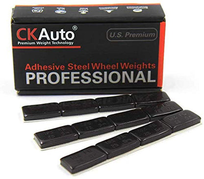 CKAuto 1oz, Steel Adhesive Stick-On Wheel Weights, Black Coated, 72 oz Box - color: Black, size: Standard Box (72 pieces)