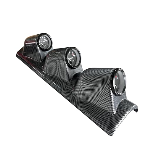 Universal Black 2" 52mm Triple 3 Hole Pillar Gauge Pod Holder - size: LONG CARBON
