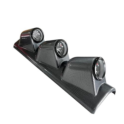 Universal Black 2" 52mm Triple 3 Hole Pillar Gauge Pod Holder - size: LONG CARBON