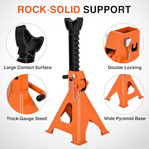 Nilight 2-Ton Jack Stands, Double Locking, 4,400 lb Capacity, 2-Pack - size: 2T