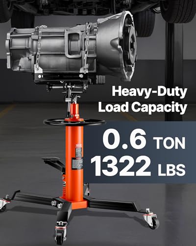 VEVOR Transmission Jack, 1322 LBS Hydraulic Telescoping Transmission Jack, 32"-67" High Lift Transmission Jack Stand with Foot Pedal, 360° Swivel Wheel - size: Medium