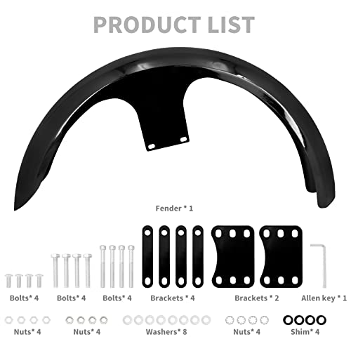 23-Inch Front Fender Fit for Harley Touring 1996-2023 - style: Gloss Black 23inch 1996-2023