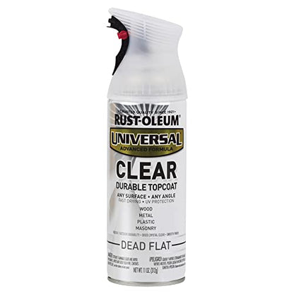 Rust-Oleum Universal All Surface Clear Topcoat Spray, Dead Flat Clear - color: Dead Flat Clear, size: 11 Ounce (Pack of 6)