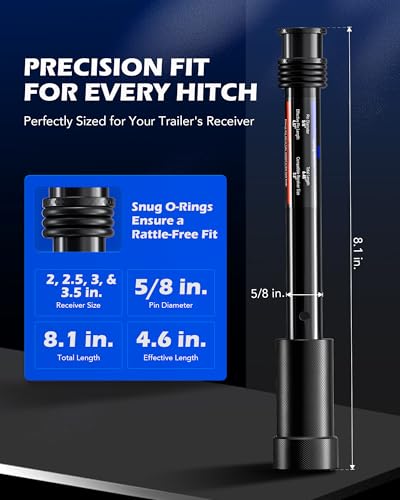 OMT Locking Hitch Pin Set with 5/8" Pin for 2 2.5 3 Inch Receiver - color: Black, size: 2, 2.5 & 3 in - 1 Pack