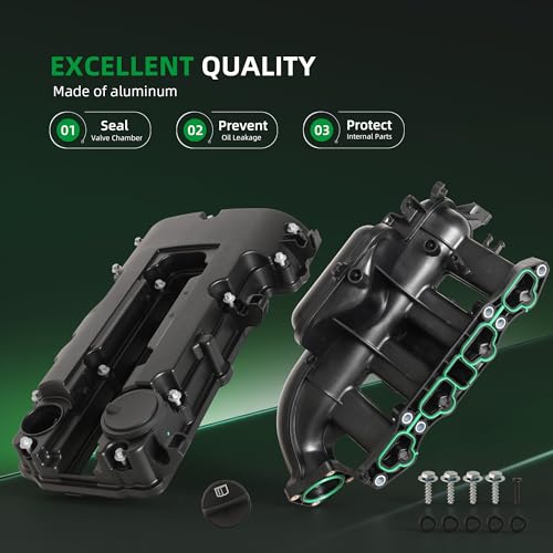 Engine Valve Cover & Intake Manifold Kit, for Chevy Cruze 2012-2016, for Chevrolet Sonic Trax 1.4L 2012-2020, for Buick Encore 2013-2019, OE# 25200449, 55577314