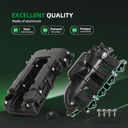 Engine Valve Cover & Intake Manifold Kit, for Chevy Cruze 2012-2016, for Chevrolet Sonic Trax 1.4L 2012-2020, for Buick Encore 2013-2019, OE# 25200449, 55577314