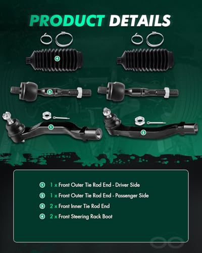 SCITOO 6pcs Front Tie Rod Kit fit 1998-2002 for Honda for Accord