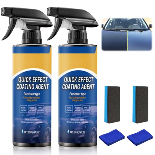 2Pcs Advanced Car Quick-Acting Coating Agent Spray, Car Coating Spray, 2025 New Quick Effective Coating Spray,Car Scratch Wax Polish Spray Waterless Wash, Oil Film Emulsion Glass Cleaner