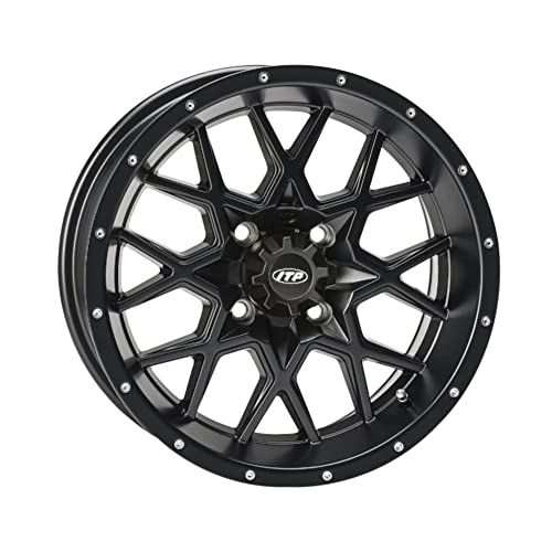 4/110 ITP Hurricane Wheel 12x7 2.0 + 5.0 Matte Black for Kawasaki KFX 450R 2008-2014