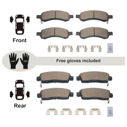 HUSCH Front & Rear Ceramic Brake Pads Fit For Chevrolet, For GMC, For Buick - size: D1169+D883