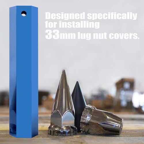 Aluminium 33mm Lug Nut Cover Removal Tool Socket for Semi Truck Trailer, Easy Install & Removal of Plastic Lug Nut Covers, Hex Shape Blue - color: Blue
