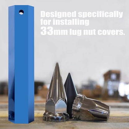 Aluminium 33mm Lug Nut Cover Removal Tool Socket for Semi Truck Trailer, Easy Install & Removal of Plastic Lug Nut Covers, Hex Shape Blue - color: Blue