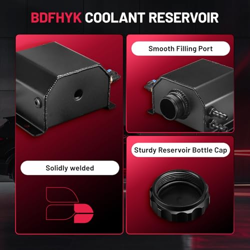BDFHYK Coolant Overflow Tank, Aluminum Radiator Reservoir Tank, 1L Reservoir Expansion Tank Universal, Black - color: black, size: 1 Liters