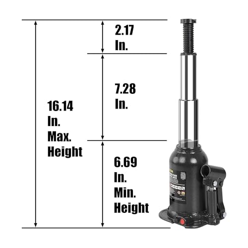 Torin 8 Ton (16,000 LBs) Double Ram Welded Hydraulic Car Bottle Jack for Auto Repair and House Lift, Black, ATH80802XB - color: Black, style: Double Ram