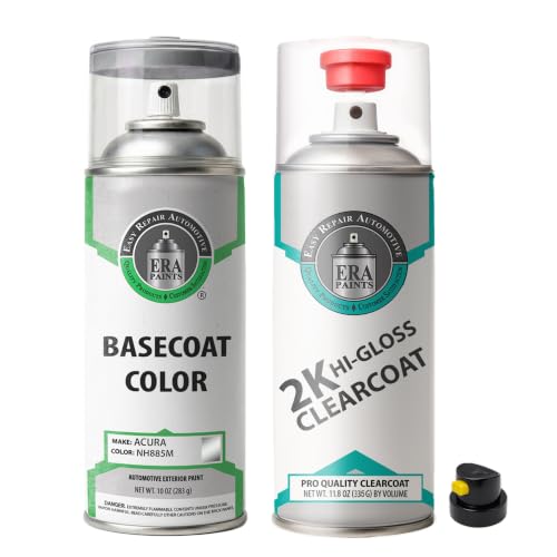ERA Paints - NH885M - Liquid Carbon Metallic for ACURA Exact OEM Color Match Automotive Touch Up Paint for Cars - Spray Paint with Premium Spray Nozzle - 2K Essential Kit - Made in USA - style: Spray - 2K Essential Kit