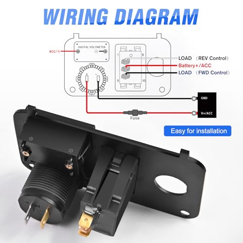 Nilight Golf Cart Key Switch Console Panel Dual USB 9V-48V DC - color: Blue, size: Key Switch Console Panel