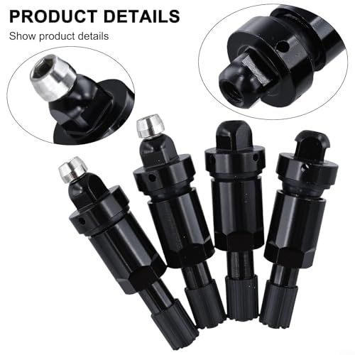 4PCS TPMS Tire Valve Stem Replacement Kit with Aluminum Alloy Stem, Rubber and Metal Seals, Fixing Nut, Black Valve Stems for Car and Truck Wheels Offering Reliable Airtight Seal