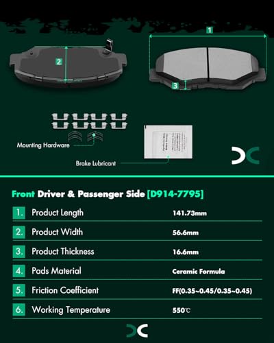 SCITOO Brake Kits Front and Rear Drill and Slotted Brake Rotor Ceramic Pads - size: 31275+D914 & 31318+D865 [4+8PCS]