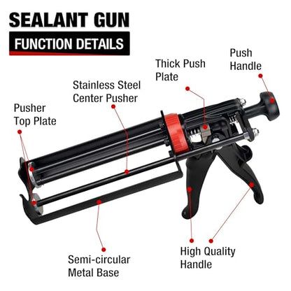 LAUCO Epoxy Gun Dual Cartridge 200 ml, Dual Cartridge Epoxy Gun, Manual Dual Cartridge Epoxy Gun for Panel Bonding Adhesive Applicator, Fillers, Structural Epoxy, Plastic Repair Adhesives (Black) - color: Black