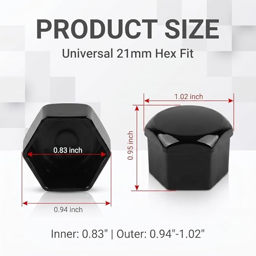 20 PCS Car Lug Nut Covers, 21 mm Hexagonal Lug Nut Cover with Removal Tool, Rust Prevention Wheel Bolt Decorative Caps, Universal for Most Cars, Trucks, SUVs (Black) - color: Black