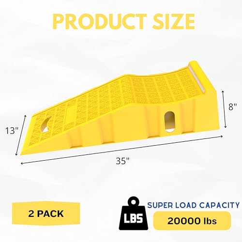 2 Pack Car Ramps 20000 Lbs Portable Truck Service Ramps for Tire Changes Yellow