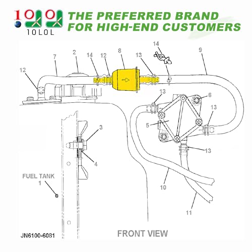 10L0L Fuel Filters for Yamaha EZGO Club Car DS Precedent, Kawasaki, Kohler, John Deere, Lawn Mower Fuel Filter for 1/4" and 5/16" Fuel Line, Replaces OEM 72084G01, JN6-F4560-00 (10 Pack)