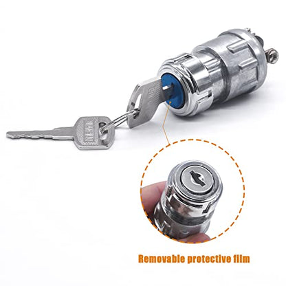 mankk 3 Wires Ignition Switch with Key 12V Universal Engine Starter Key Switch Off/On/(Start) 3 Position with 2 Keys for Car Motorcycle Tractor UTV ATV Modified Car