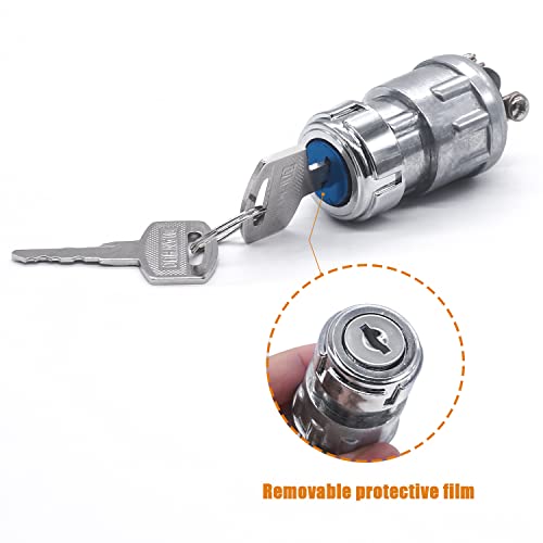 mankk 3 Wires Ignition Switch with Key 12V Universal Engine Starter Key Switch Off/On/(Start) 3 Position with 2 Keys for Car Motorcycle Tractor UTV ATV Modified Car