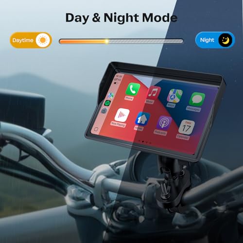 WonVon 5 Inch Motorcycle Carplay GPS Navigation System with Apple Carplay and Android Auto Portable Screen with Dual Bluetooth, Navigation, Siri, Google Assistant - size: 5 Inch