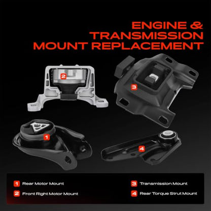 A-Premium Engine Motor and Transmission Mount Kit, with Torque Strut Mount