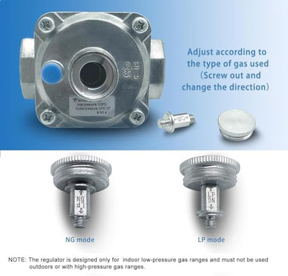 1/2 Inch Natural Gas Pressure Regulator with 2 Brass Fittings - size: 1/2
