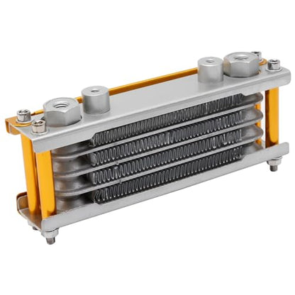 UOIENRT Universal Motorcycle Engine Oil Cooler 70cc 110cc 125cc 140cc Pit Bike Dirt Bike Monkey Bike DAX Pocket Bike Oil Cooler Set (gold)