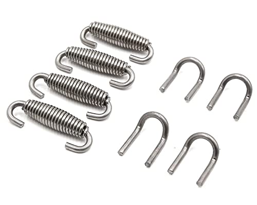 WANLIAN 8 Pcs Motorcycle Exhaust Springs 68mm/2.67", Universal Fit Exhaust Pipe Muffler Spring with Swivel Hooks, U-Shape Welded Fasteners, Stainless Steel Exhaust Springs Replacement Kit (Silver) - color: Silver 8 Pack