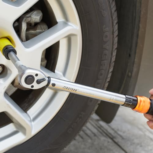 1/2 Inch Drive Click Torque Wrench Set for Tire Changes | 10-170 ft-lb/13.6-230.5 Nm, ±3% Accuracy, 17/19/21 mm Lug Nut Sockets, 72-Tooth Ratchet, Storage Case - size: 1/2" Drive, 6-Piece