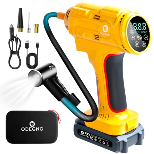 Cordless Air Compressor,160PSI Portable Tire Inflator with 10000mAh Battery & Dual Power System - 2X Faster (35L/min) Auto Shut Off Digital Gauge for Car SUV Truck RV - Yellow - color: Yellow
