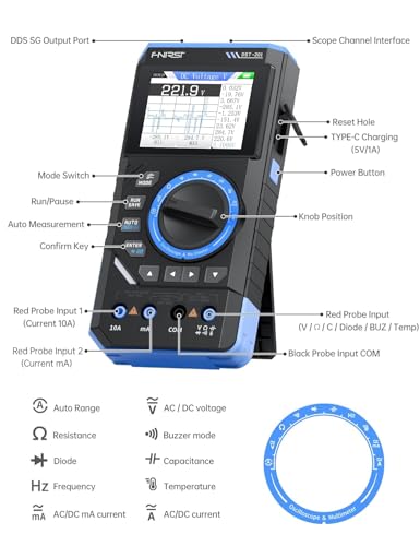 FNIRSI DST-201 3-in-1 1MHz Handheld Oscilloscope Multimeter DDS Generator - color: 1MHz 5MS/s Scope+Meter