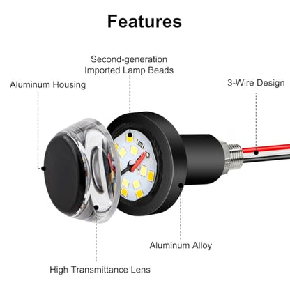 Linkstyle 2PCS Motorcycle Turn Signal Light, 12 LEDs Turn Signal Indicator Lamp, Amber White Front Handlebar End Light for 12V Scooter Sportster Cruiser Motorbike - size: 1.81*0.72 Inch