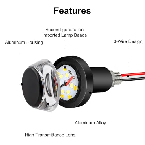 Linkstyle 2PCS Motorcycle Turn Signal Light, 12 LEDs Turn Signal Indicator Lamp, Amber White Front Handlebar End Light for 12V Scooter Sportster Cruiser Motorbike (Pack of 2) - size: 1.81*0.72 Inch (Pack of 2)